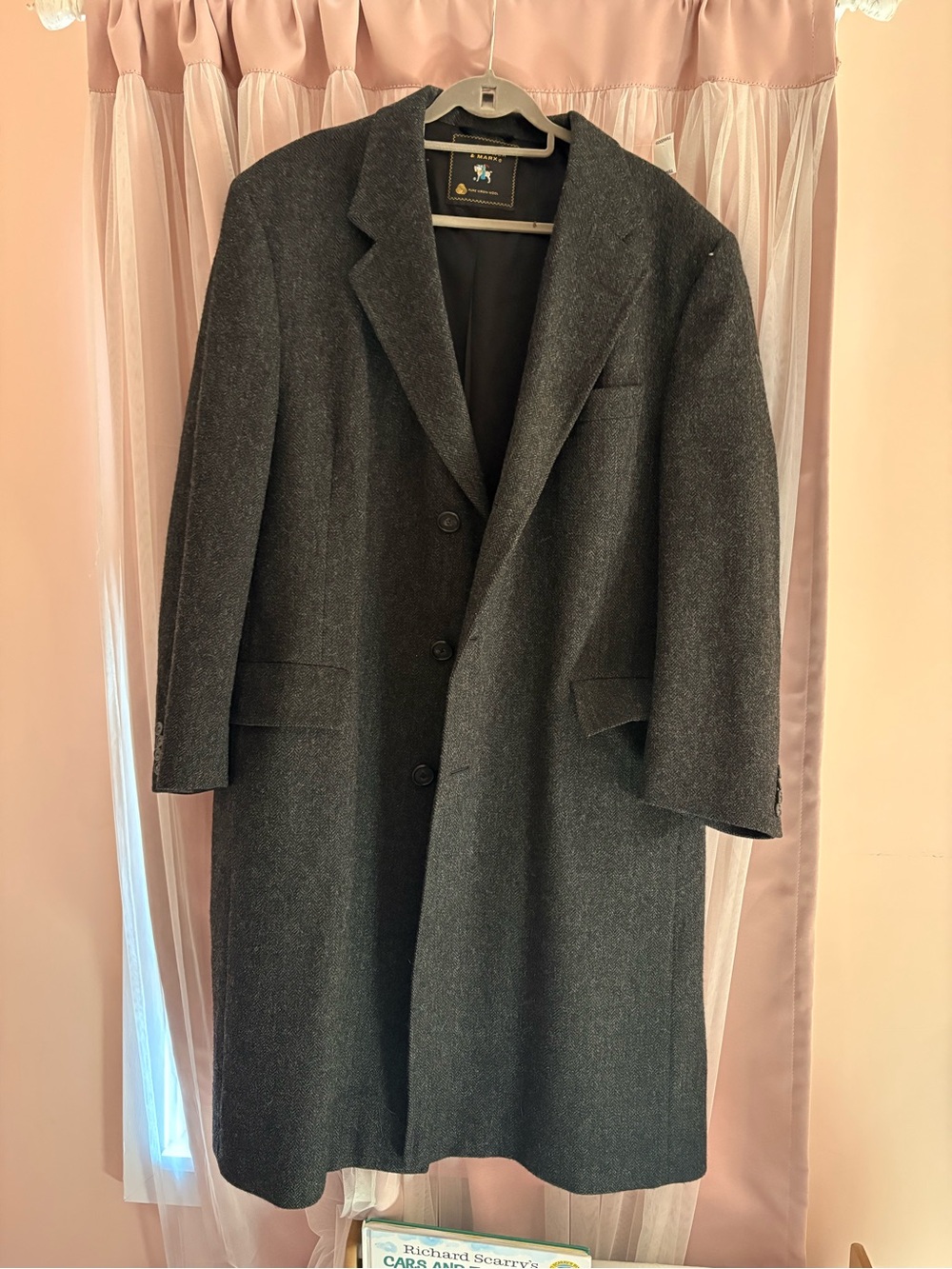Vintage HART SCHAFFNER MARX Overcoat Grey WOOL